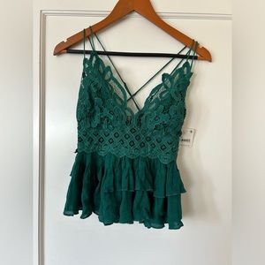 NWOT Free People Adella Cami in Everglade Tank
